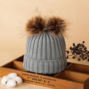 Baby Toddler Fashionable Solid Pompon Knitted Hat